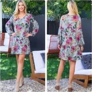Floral Dress V-neck Medium